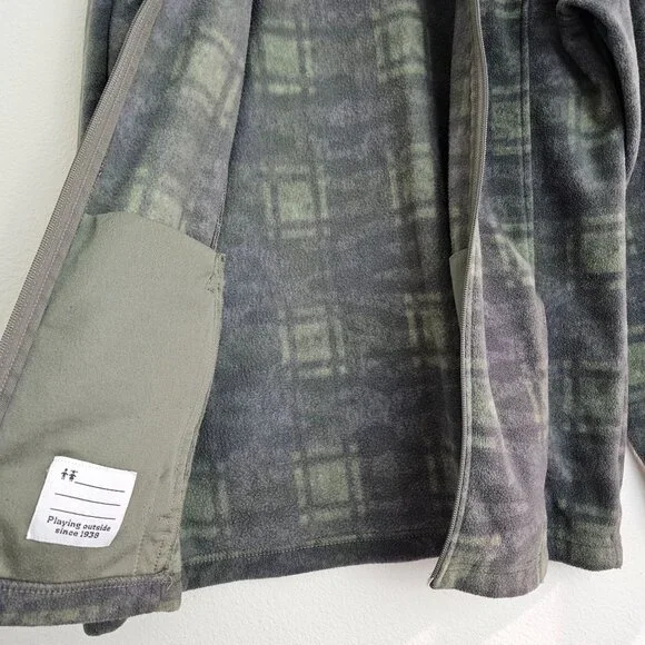 Columbia Kids Youth Full-Zip Plaid Fleece Jacket Size XL 18/20 Gray & Green EUC - Picture 8 of 11